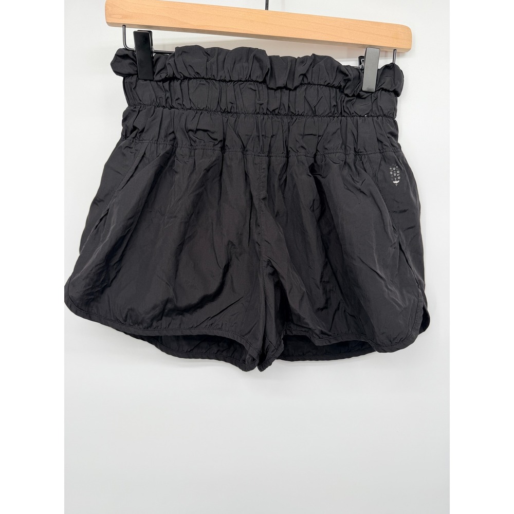 FP Movement The Way Home Shorts Kids Medium Black Good Smocked Paperbag Waist